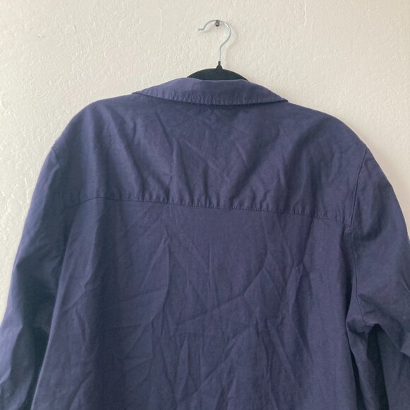 Tahari Linen Blend 3/4 Sleeve Popover Top Navy Blue Lagenlook Beach Relaxed 2X - Picture 6 of 8